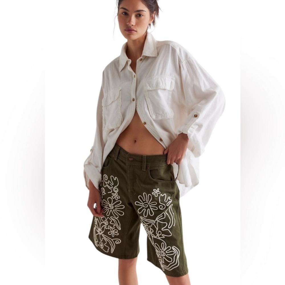 #255- We The Free Cruisin' Soutache Wide Shorts Nwot